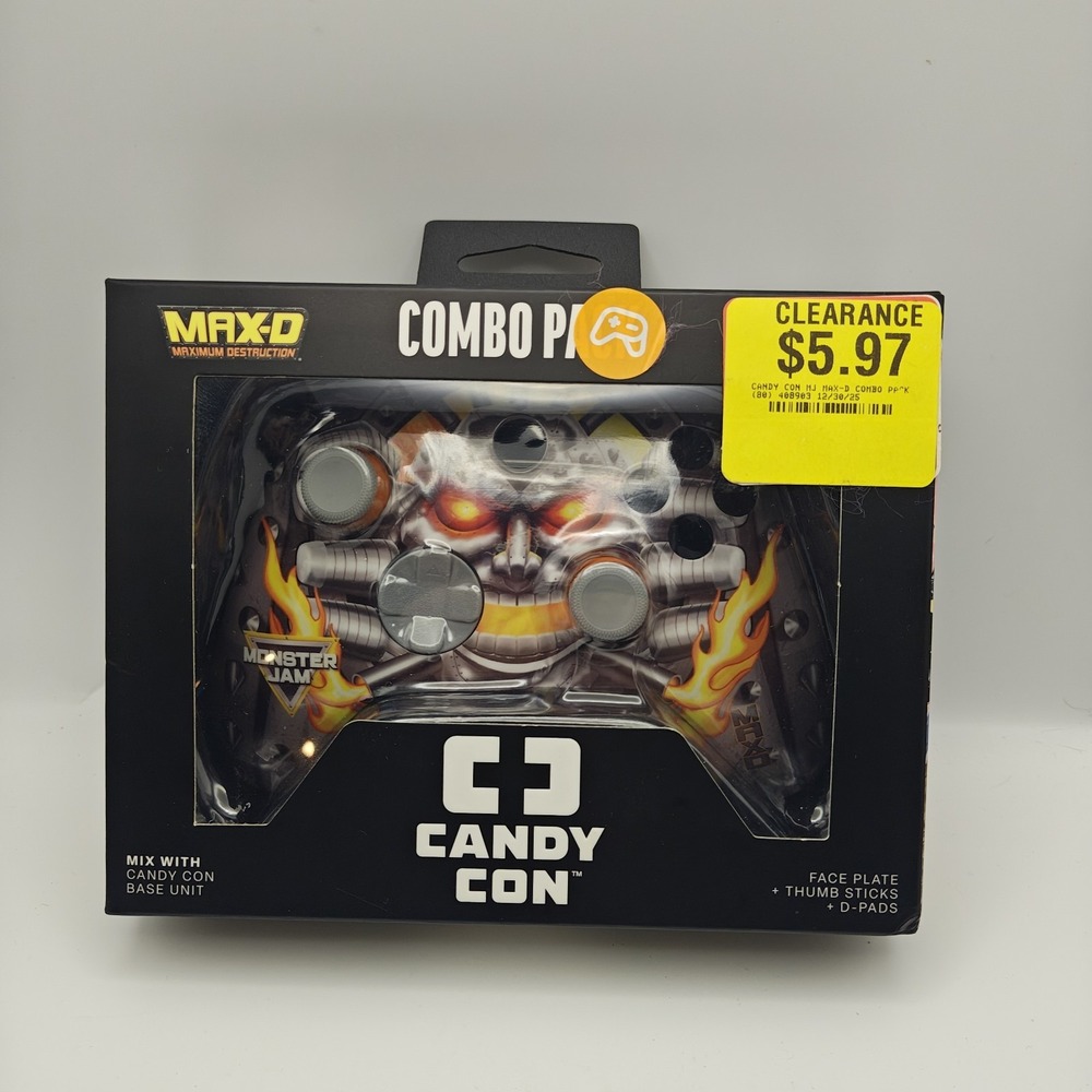 Candy Con Max-D Monster Jam Combo Pack Face Plate Thumb Sticks Gaming Controller